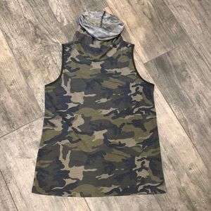 Sleeveless camo shirt with built in mask